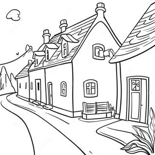 Charming Village Scene Coloring Page 32592-16955