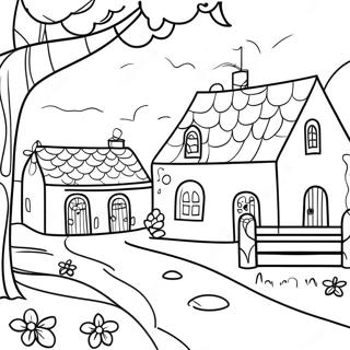 Charming Village Scene Coloring Page 32592-16956