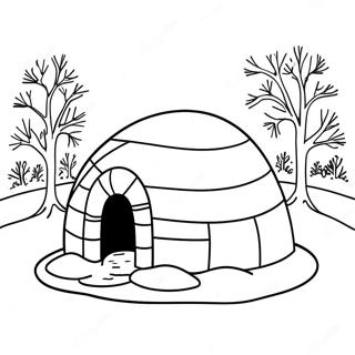 Cozy Igloo In A Snowy Landscape Coloring Page 32642-16993