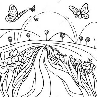 Lavender Field With Butterflies Coloring Page 32692-17033