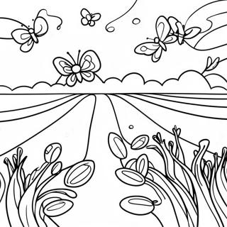 Lavender Field With Butterflies Coloring Page 32692-17036