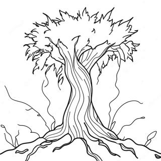 Lightning Striking Tree Coloring Page 32742-17075