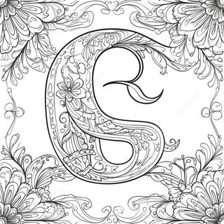 Elegant Calligraphy Alphabet Coloring Page 32752-17083