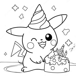 Pikachu Birthday Celebration Coloring Page 32772-17099