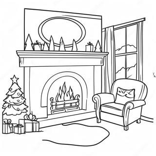 Christmas Fireplace Coloring Pages