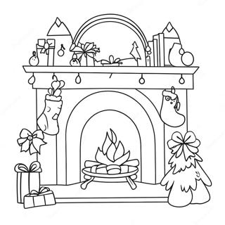 Christmas Fireplace Coloring Page 32801-17120