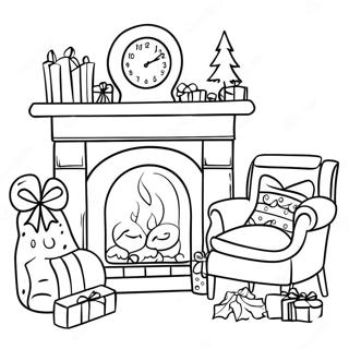 Cozy Christmas Fireplace With Stockings Coloring Page 32802-17121