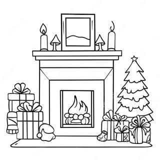 Cozy Christmas Fireplace With Stockings Coloring Page 32802-17123