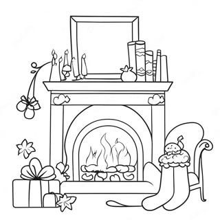 Cozy Christmas Fireplace With Stockings Coloring Page 32802-17124