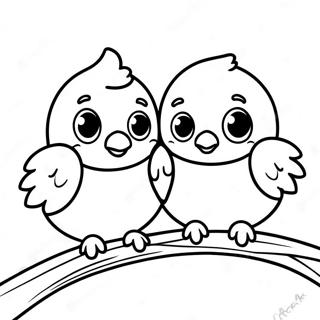 Cute Love Birds Sitting On A Branch Coloring Page 32832-17147