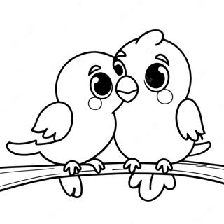 Cute Love Birds Sitting On A Branch Coloring Page 32832-17148