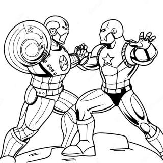 Iron Man Vs Captain America Battle Coloring Page 32852-17163