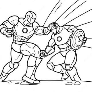 Iron Man Vs Captain America Battle Coloring Page 32852-17164