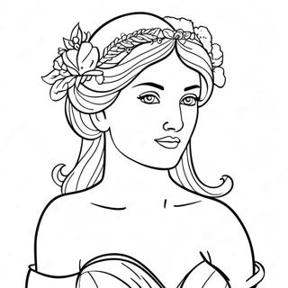 Elegant Aphrodite With Flowers Coloring Page 32882-17187