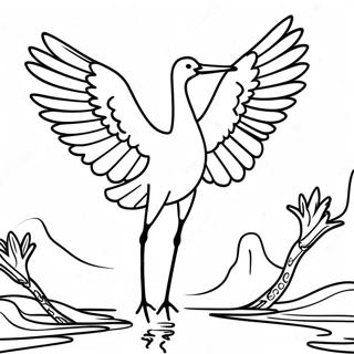 Elegant Crane In Flight Coloring Page 32902-17202