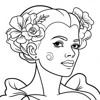 Bride Of Frankenstein With Flowers Coloring Page 32962-17247