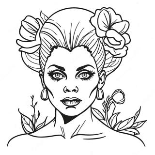 Bride Of Frankenstein With Flowers Coloring Page 32962-17248