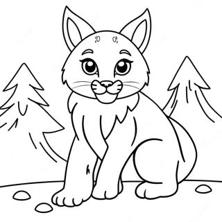 Cute Lynx Playing In The Snow Coloring Page 32982-17261