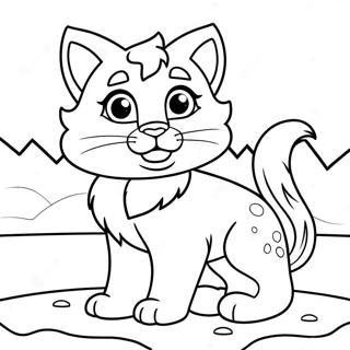 Cute Lynx Playing In The Snow Coloring Page 32982-17262