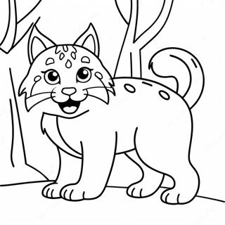 Cute Lynx Playing In The Snow Coloring Page 32982-17263