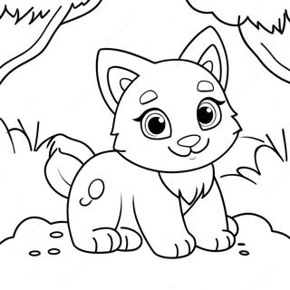 Cute Lynx Playing In The Snow Coloring Page 32982-17264