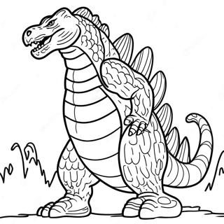 Godzilla Roaring With Atomic Breath Coloring Page 33042-17310