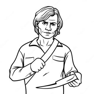 Creepy Serial Killer With Knife Coloring Page 33072-17334