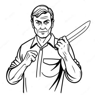 Creepy Serial Killer With Knife Coloring Page 33072-17335