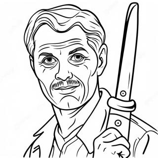 Creepy Serial Killer With Knife Coloring Page 33072-17336