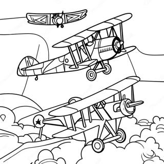 World War 1 Airplanes Flying Coloring Page 33102-17357