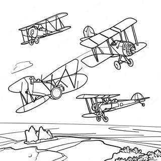 World War 1 Airplanes Flying Coloring Page 33102-17358