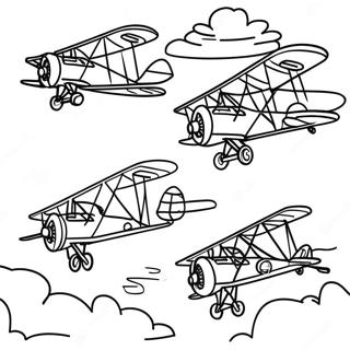 World War 1 Airplanes Flying Coloring Page 33102-17359