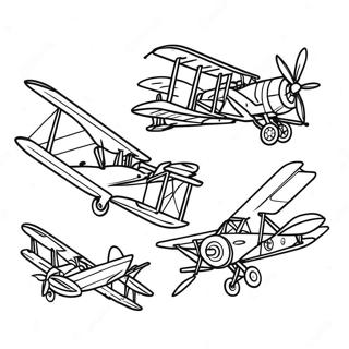 World War 1 Airplanes Flying Coloring Page 33102-17360