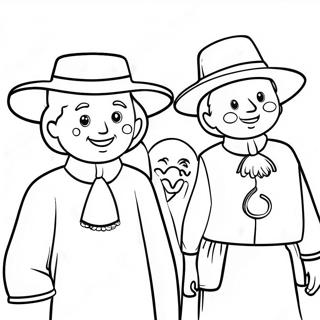 Thanksgiving Pilgrims Coloring Page 33142-17391