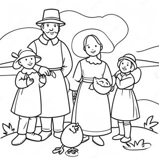 Thanksgiving Pilgrims Coloring Page 33142-17392