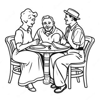 Charming Norman Rockwell Family Scene Coloring Page 33172-17413