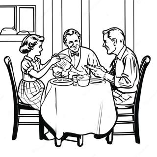 Charming Norman Rockwell Family Scene Coloring Page 33172-17414