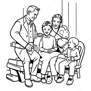 Charming Norman Rockwell Family Scene Coloring Page 33172-17415