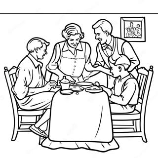 Charming Norman Rockwell Family Scene Coloring Page 33172-17416