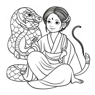 Obanai Iguro With Serpent Pet Coloring Page 33202-17439