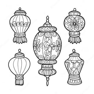 Colorful Eid Lanterns Coloring Page 3320-2701