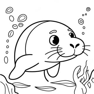 Playful Sea Lion Swimming Coloring Page 33212-17445