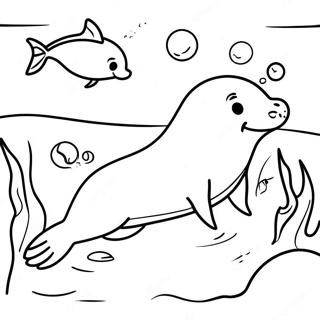 Playful Sea Lion Swimming Coloring Page 33212-17447