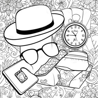 Vintage Hipster Accessories Coloring Page 33242-17469