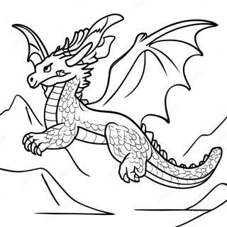 Majestic Dragon Flying Over Mountains Coloring Page 33292-17510