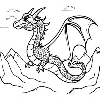 Majestic Dragon Flying Over Mountains Coloring Page 33292-17511