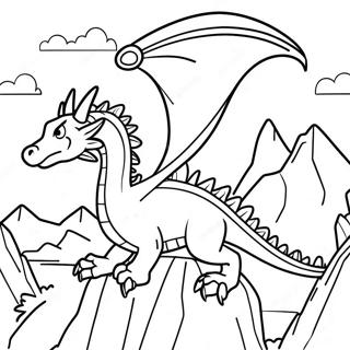 Majestic Dragon Flying Over Mountains Coloring Page 33292-17512