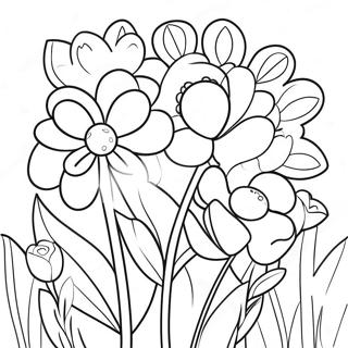 Colorful Spring Flowers Coloring Page 3330-2709