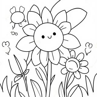 Colorful Spring Flowers Coloring Page 3330-2712