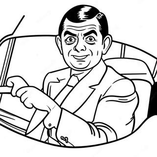 Mr Bean Driving A Car Coloring Page 33372-17574